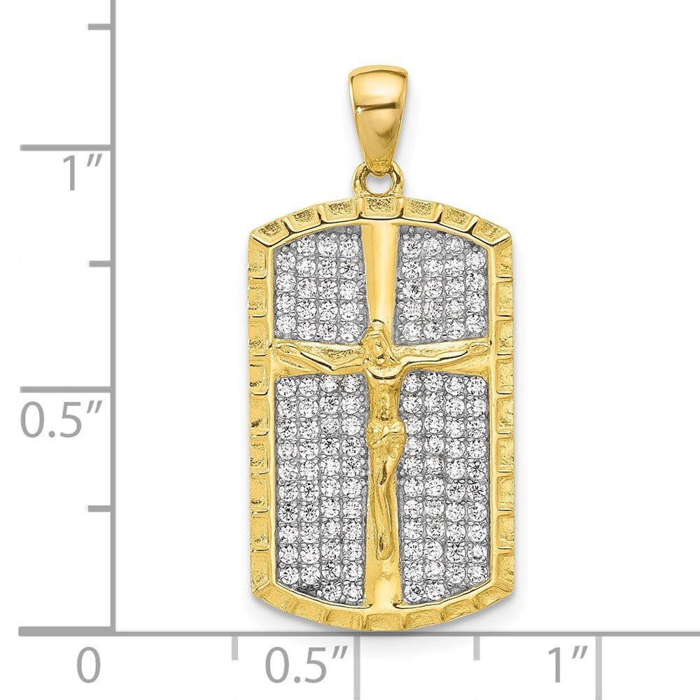 Sterling Silver and Gold-tone Cubic Zirconia Cross Crucifix Pendant