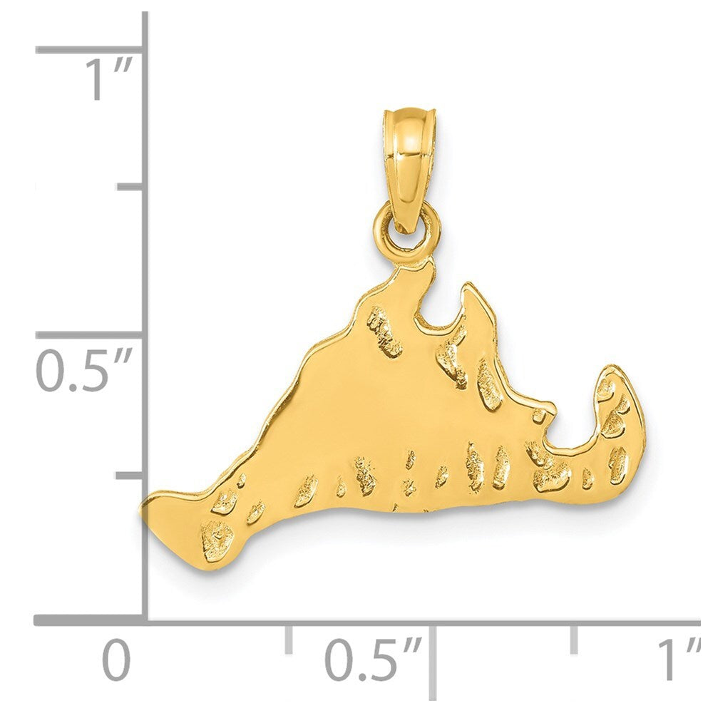 14k Yellow Gold Martha's Vineyard Island Pendant for Women