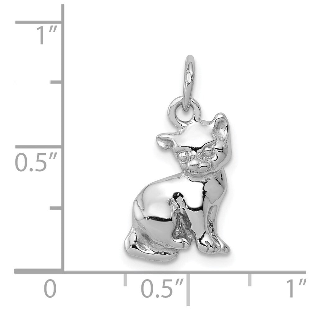 14k White Gold Cat Charm Pendant for Women