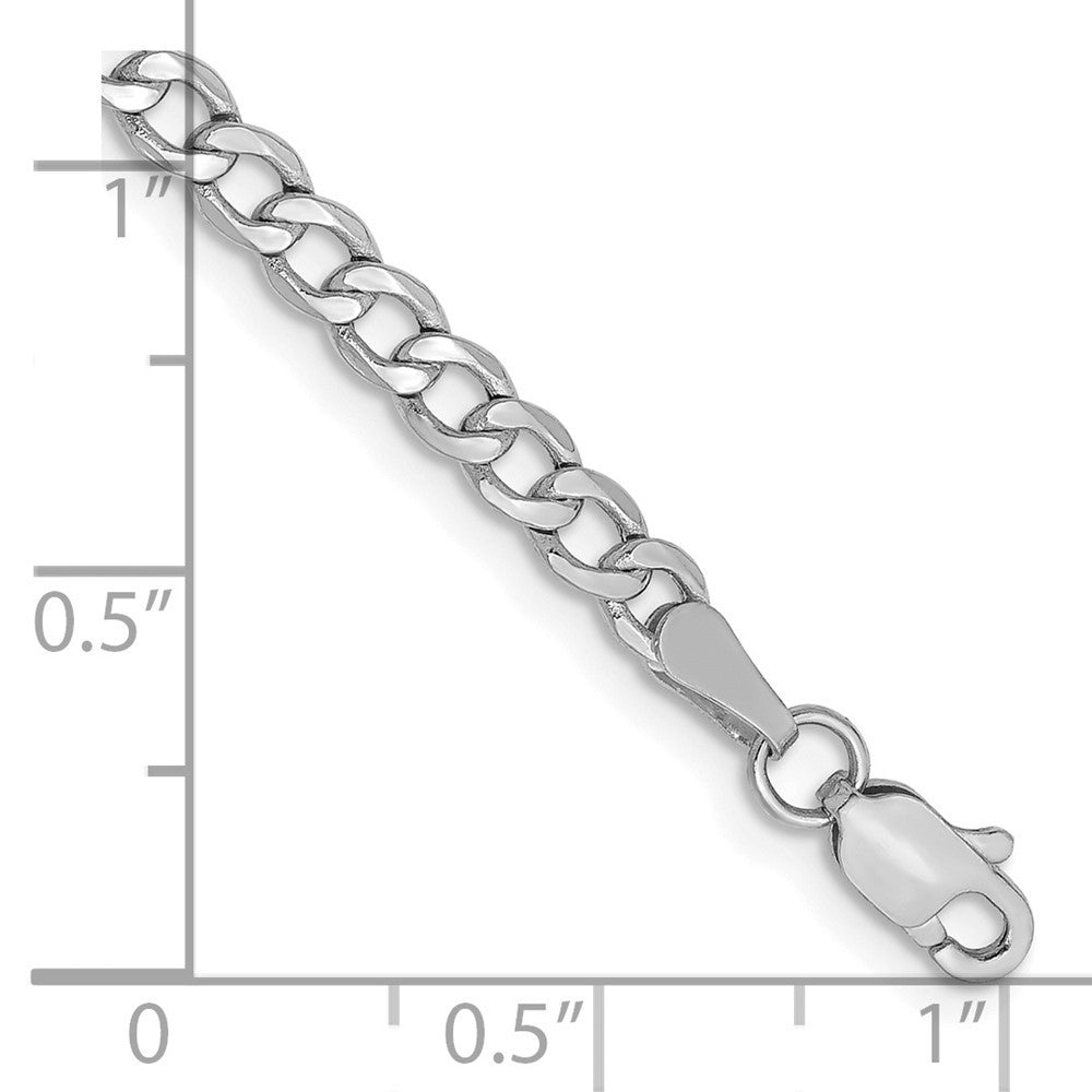 14K White Gold 8 inch 3.35mm Semi-Solid Curb Bracelet