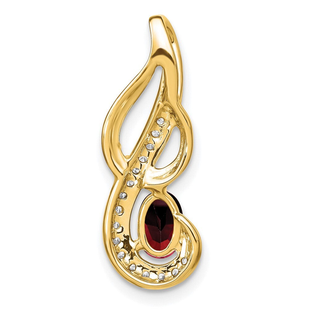 14k Yellow Gold Garnet and Diamond Swirl Pendant for Women