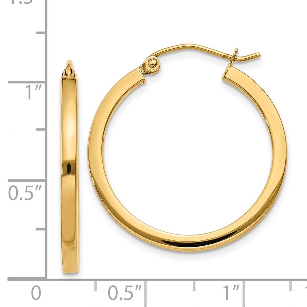 14k Yellow Gold 2mm Square Tube Hoop Earrings Gift for Women