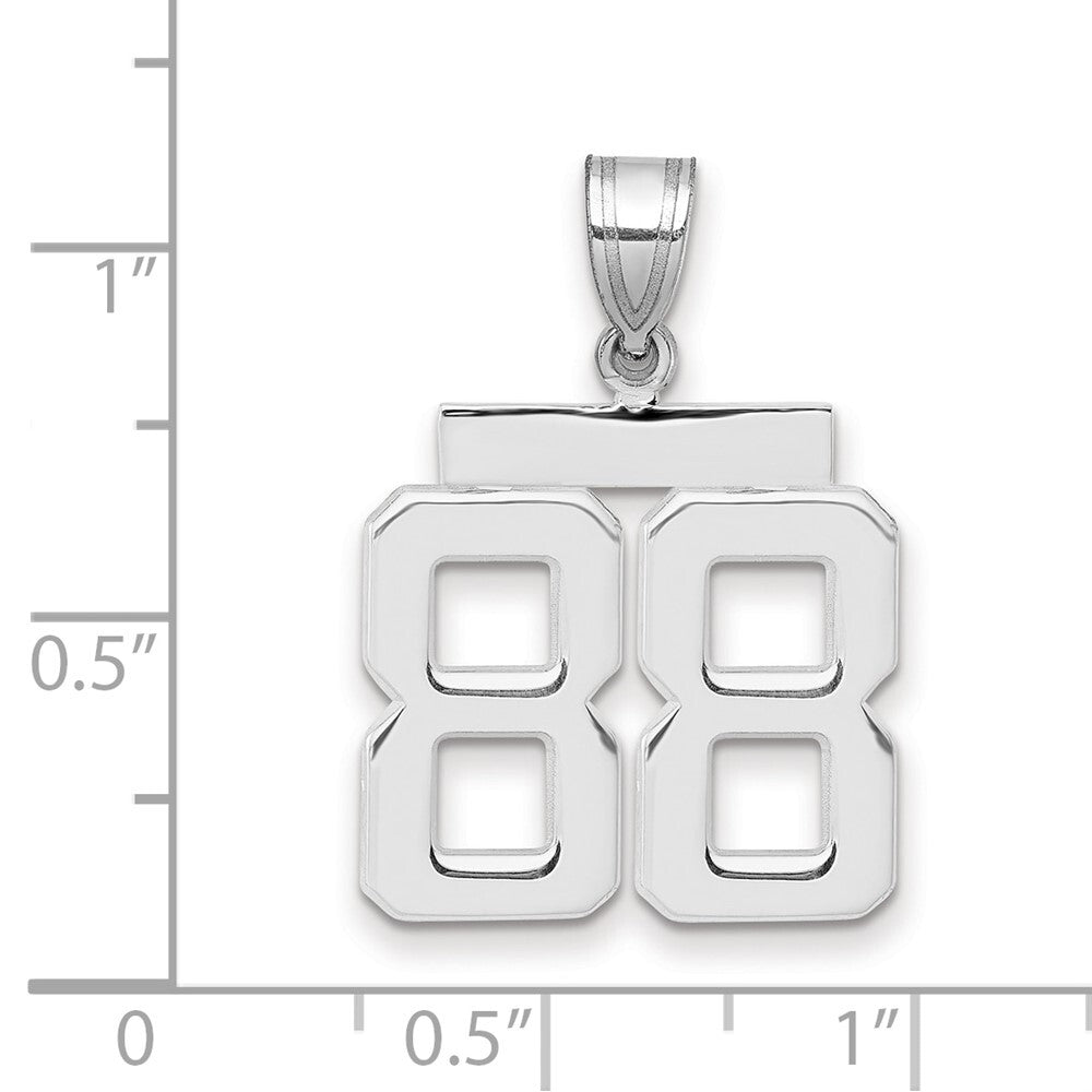 14k White Gold Medium Polished Number 88 Charm Pendant for Women