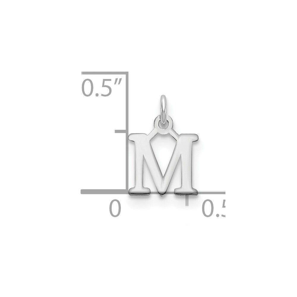 14k White Gold Cutout Letter M Initial Pendant for Women