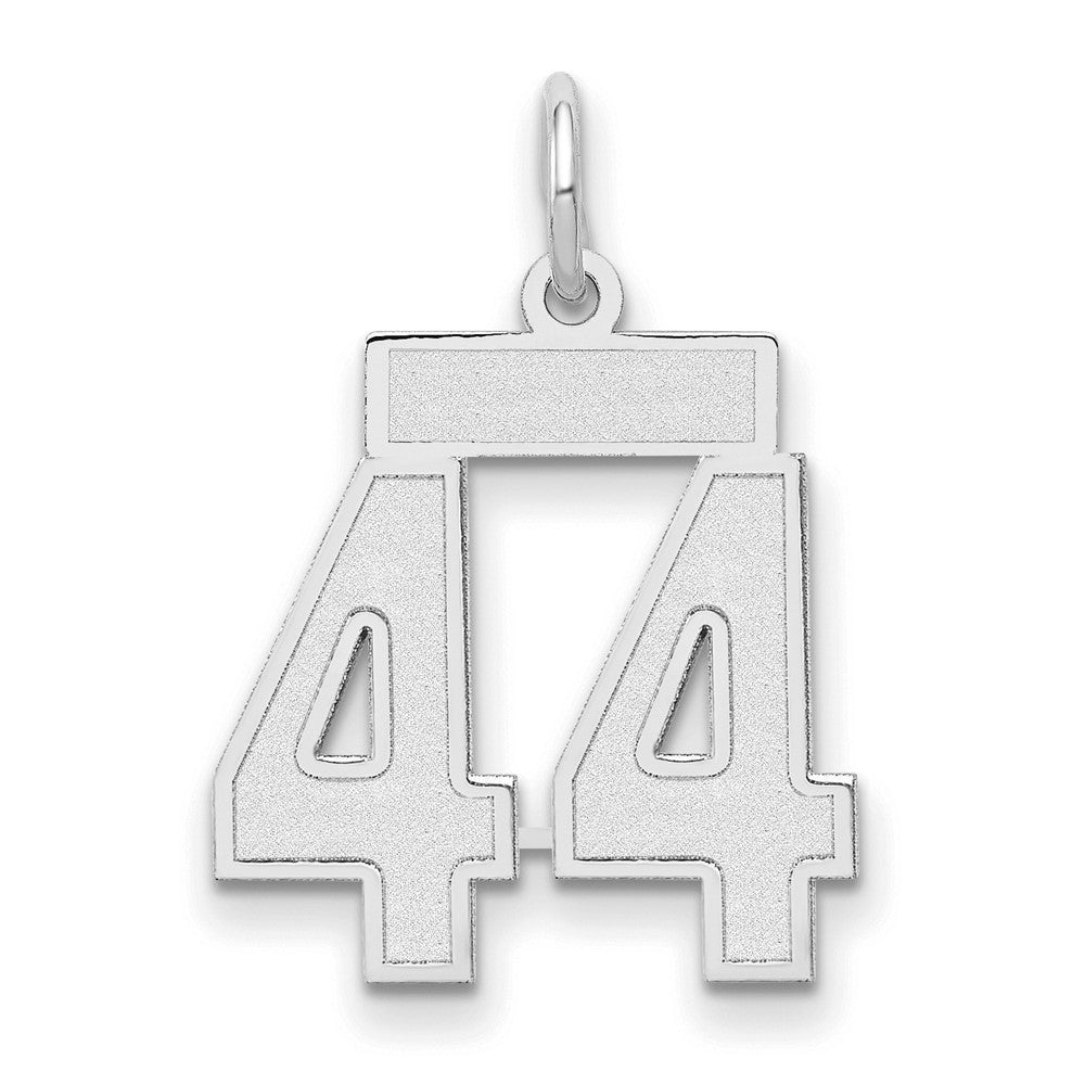 14K White Small Satin Number 44 Charm