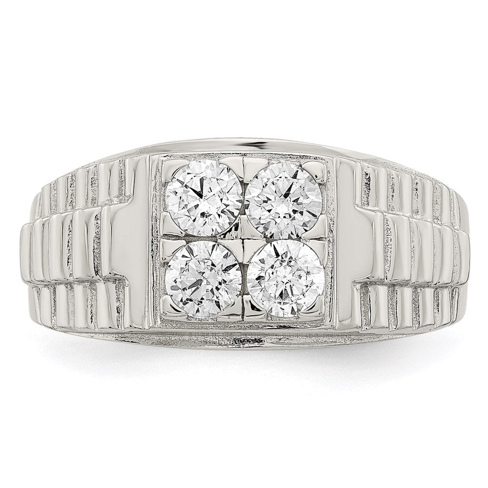 Sterling Silver Rhodium-plated Cubic Zirconia Fashion Ring Size 9