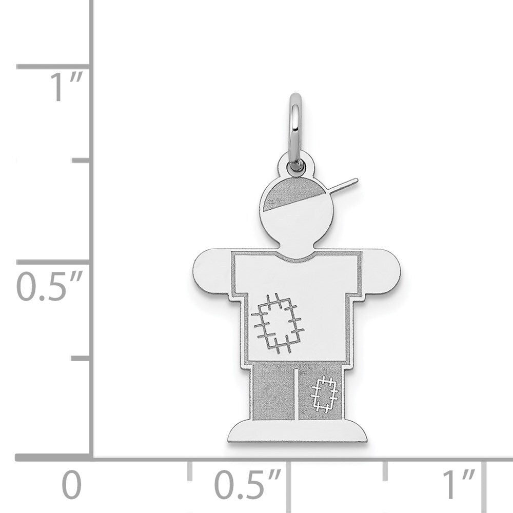 14k White Gold Kid Charm Pendant for Women