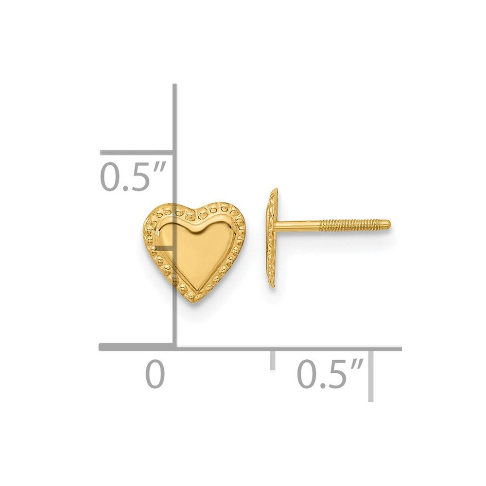 14k Yellow Gold Heart Earrings