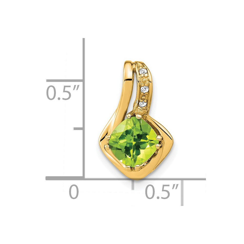 14k Yellow Gold Peridot and Diamond Chain Slide Pendant