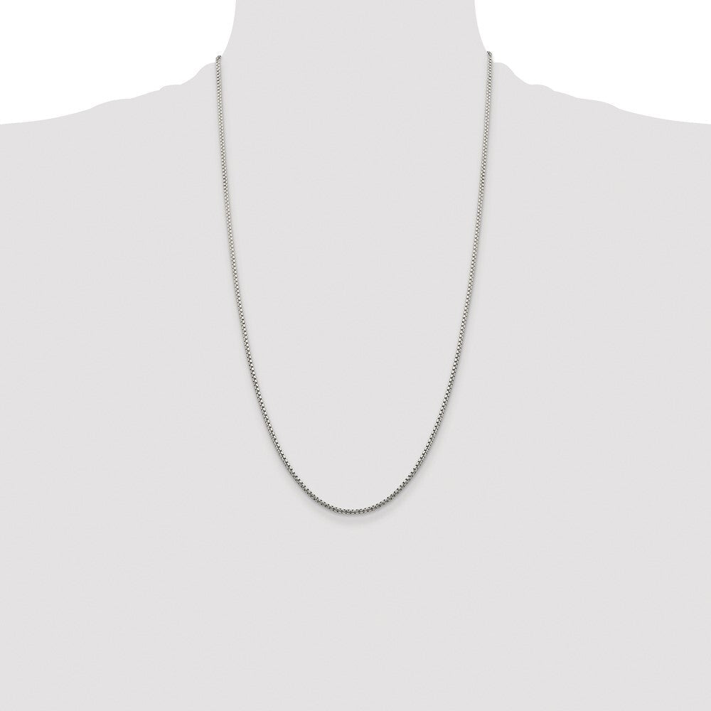 Sterling Silver Rhodium-plated 1.75mm Diamond-cut Round Box Chain