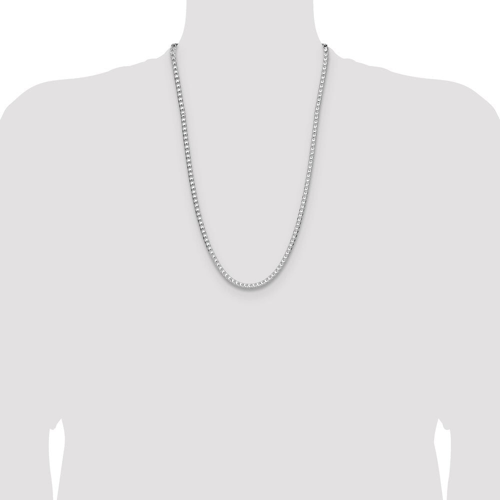 Sterling Silver Rhodium-plated 4.7mm Diamond-cut Square Franco Chain