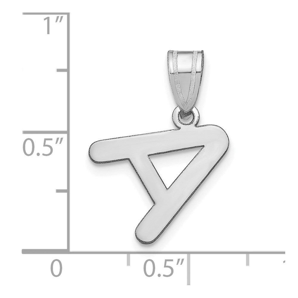 14K White Polished Bubble Letter A Initial Pendant