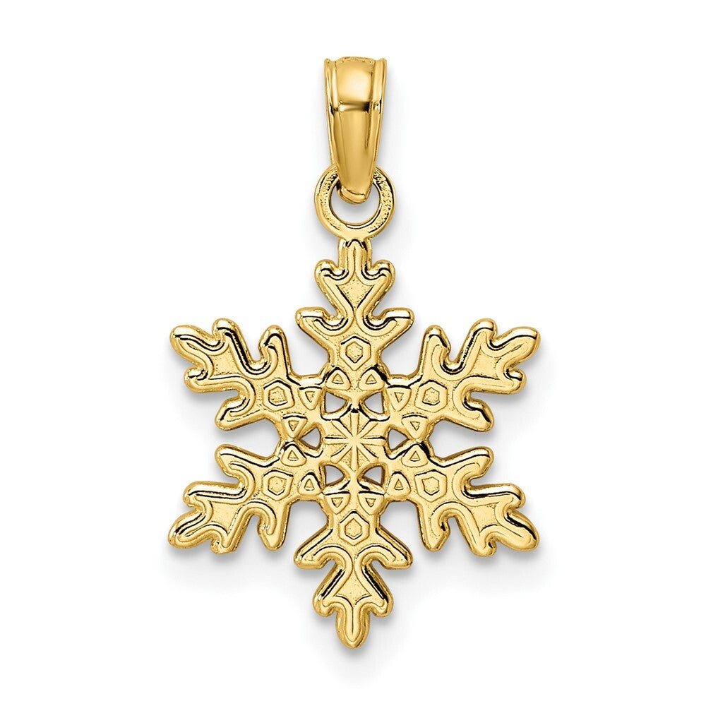 14k Yellow Gold Polished Snowflake Pendant for Women