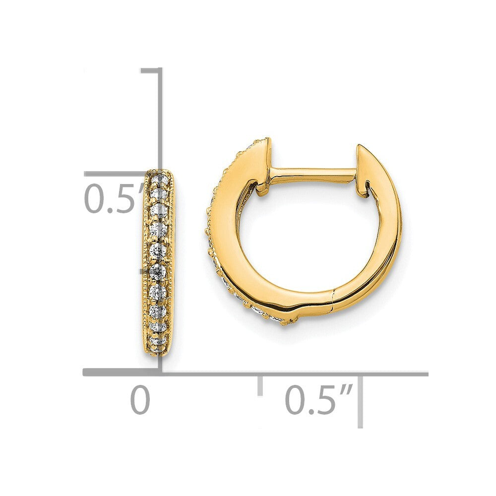 14k Yellow Gold Diamond Hinged Hoop Earrings