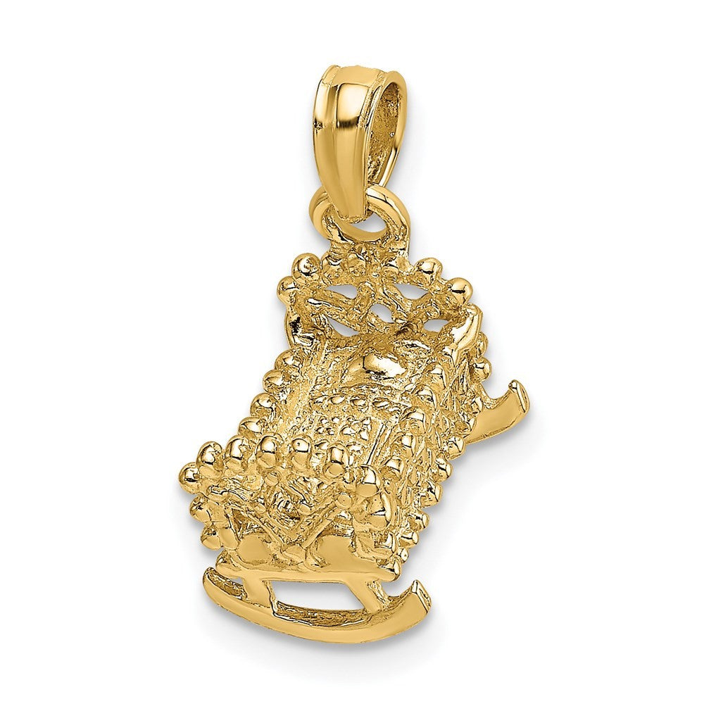 14k Yellow Gold 3-D Baby Cradle Charm