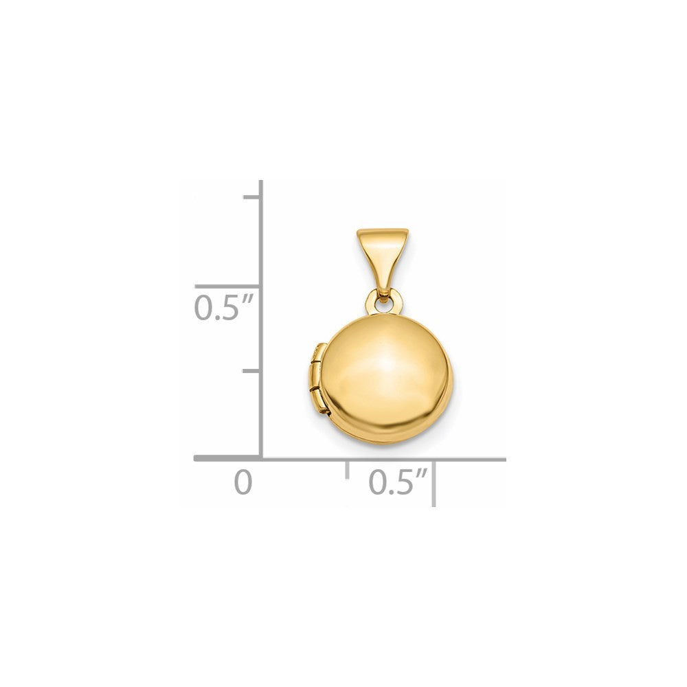 14k Yellow Gold Polished Domed 10mm Round Locket