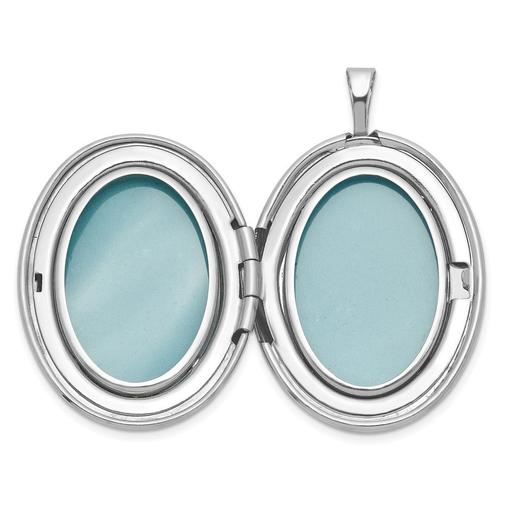 Sterling Silver Front Brushed Back Diamond-cut Floral Design 20mm Oval Locket