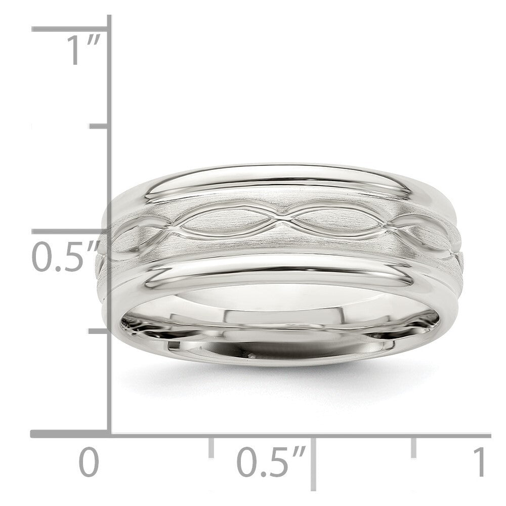 Sterling Silver 7mm Brushed Flat Intertwined Beveled Edge Band Ring Size 10