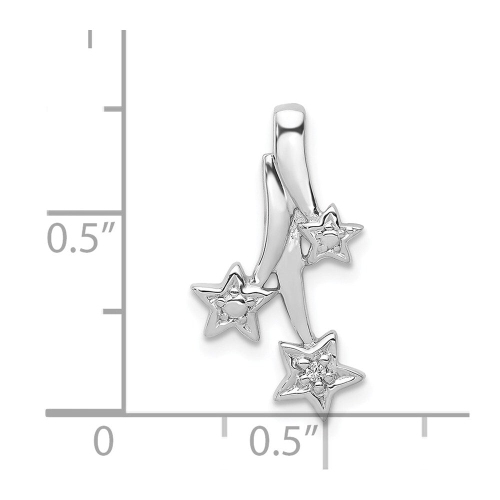 14k White Gold Diamond Shooting Stars Chain Slide Pendant for Women