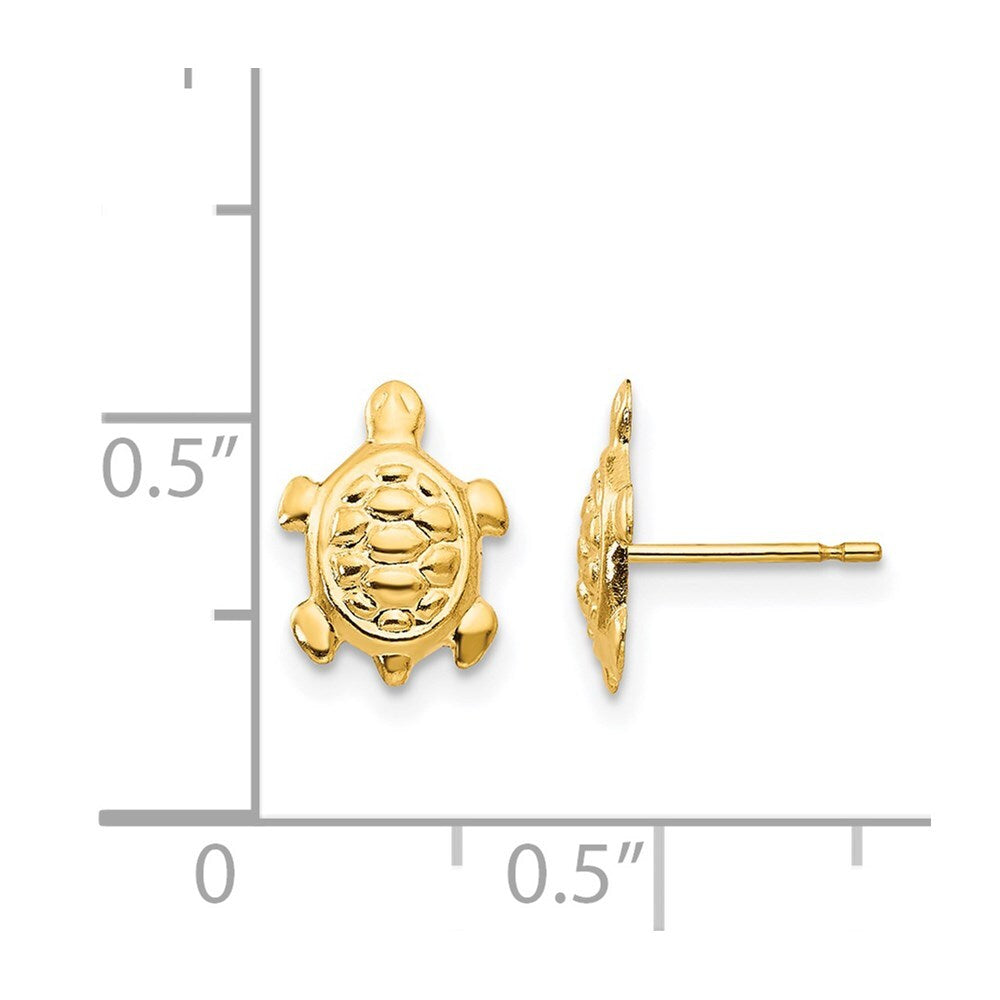 14k Yellow Gold Turtle Stud Earrings Gift for Women