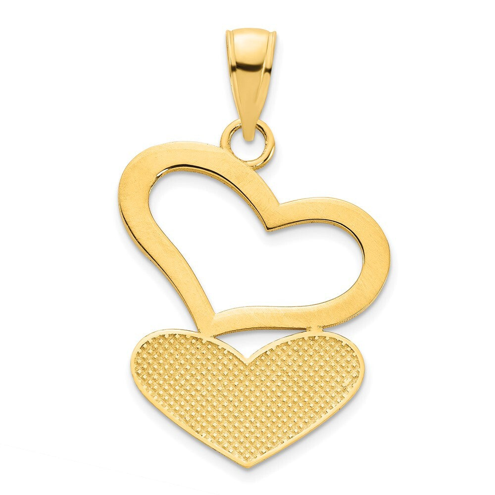 14k Yellow Gold Hearts Pendant for Women