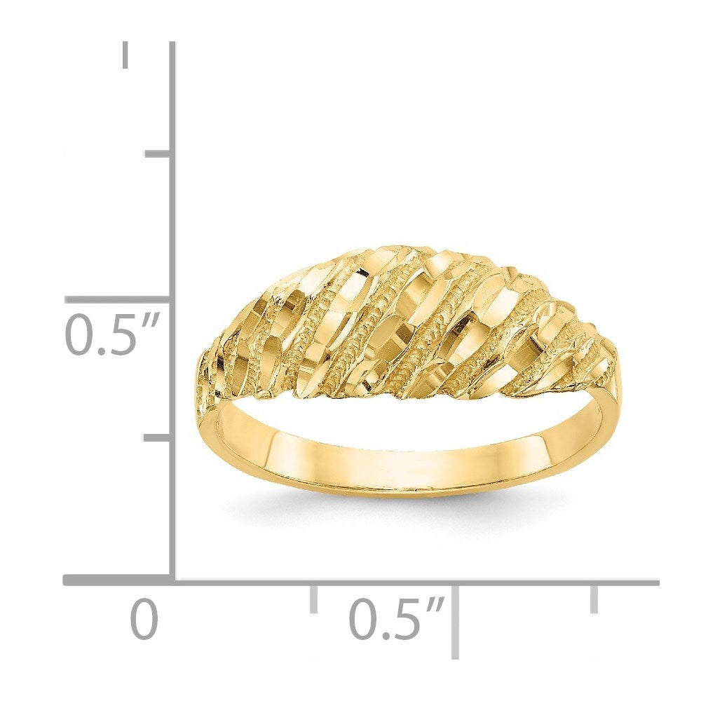 14K Yellow Gold Diamond-Cut Dome Ring