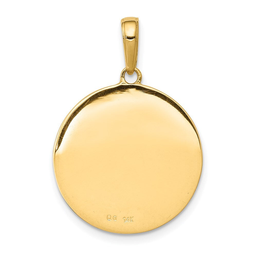 14k Yellow Gold Saint Anthony Small Round Medal Pendant