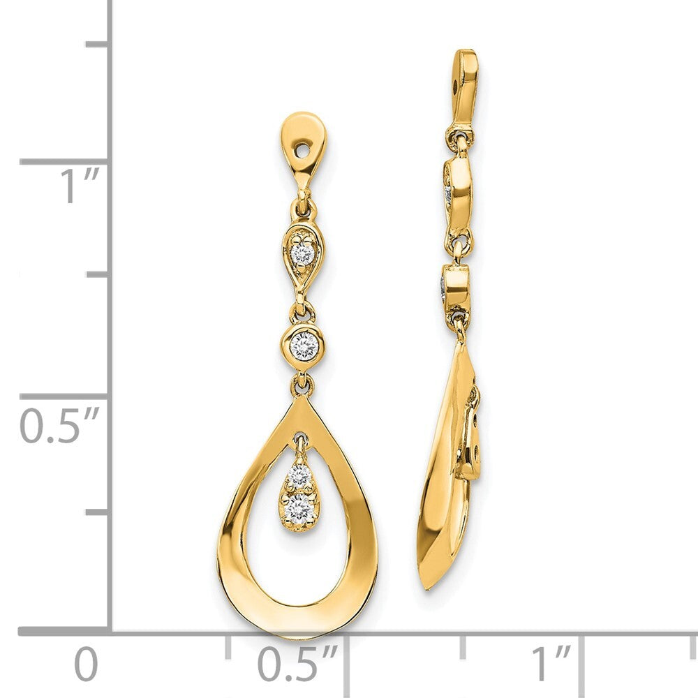 14k Yellow Gold Teardrop Dangle Diamond Earring Jackets