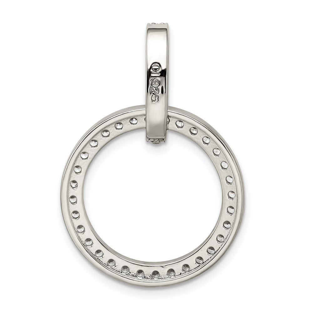 Sterling Silver Rhodium-plated Cubic Zirconia Circle Pendant