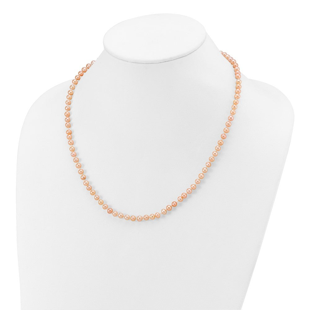 14k Yellow Gold 4-5mm Pink Near-Round Freshwater Cultured Pearl 18 inch Necklace