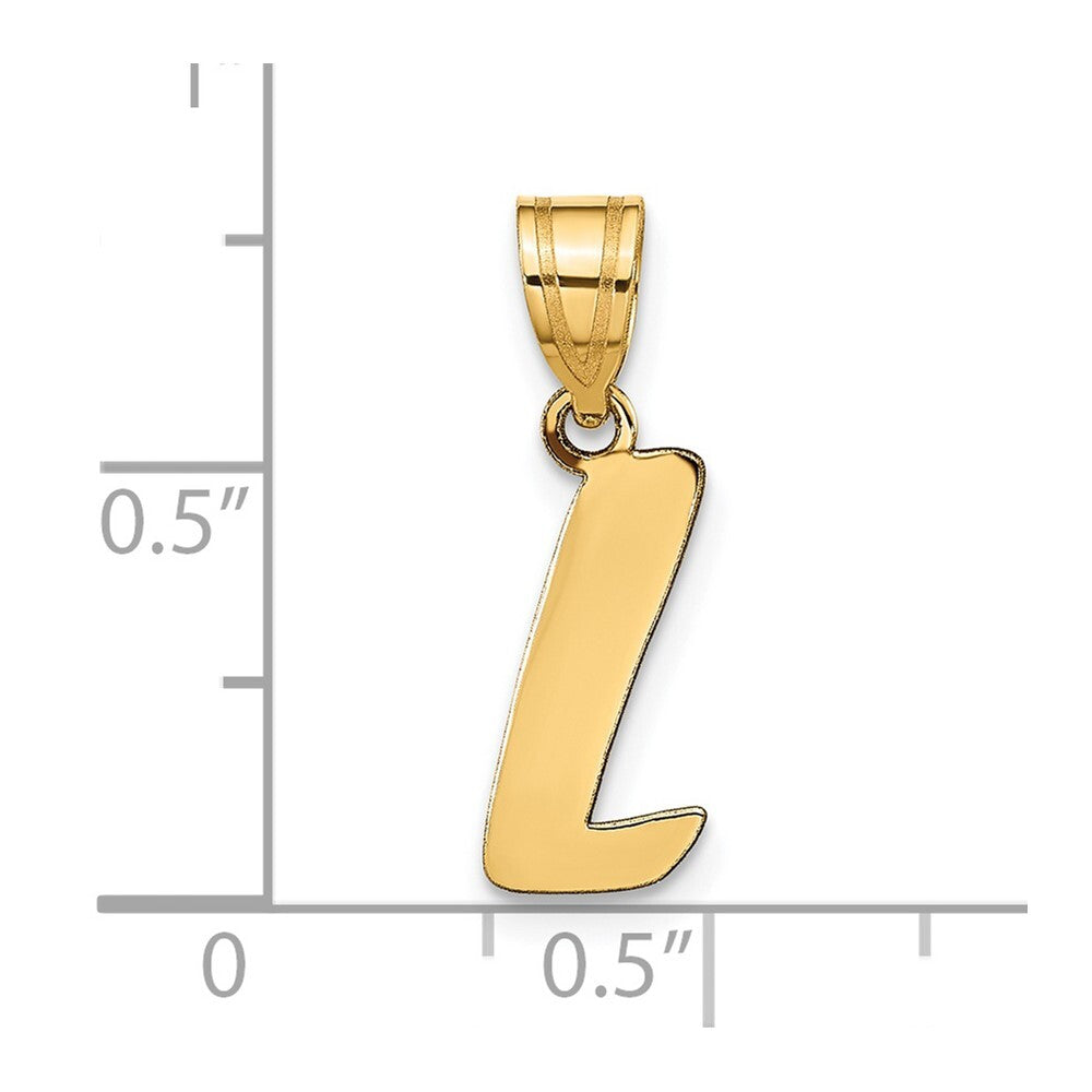14k Yellow Gold Polished Script Letter L Initial Pendant for Women