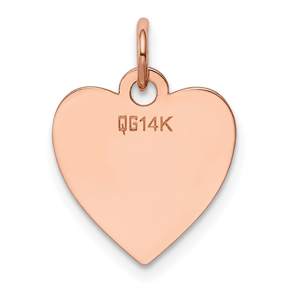 14k Rose Gold Plain .018 Gauge Engraveable Heart Disc Charm Pendant