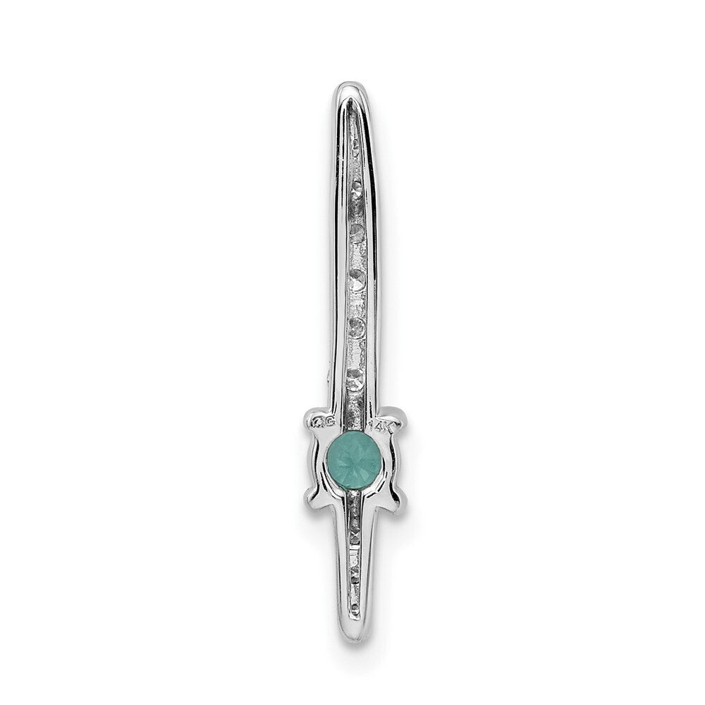 14k White Gold Diamond and Emerald Fancy Chain Slide Pendant for Women