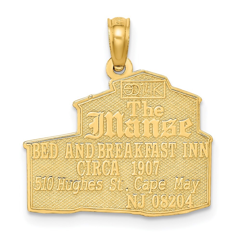 14k Yellow Gold The MANSE BED and BREAKFAST - CAPE MAY, NJ Charm Pendant