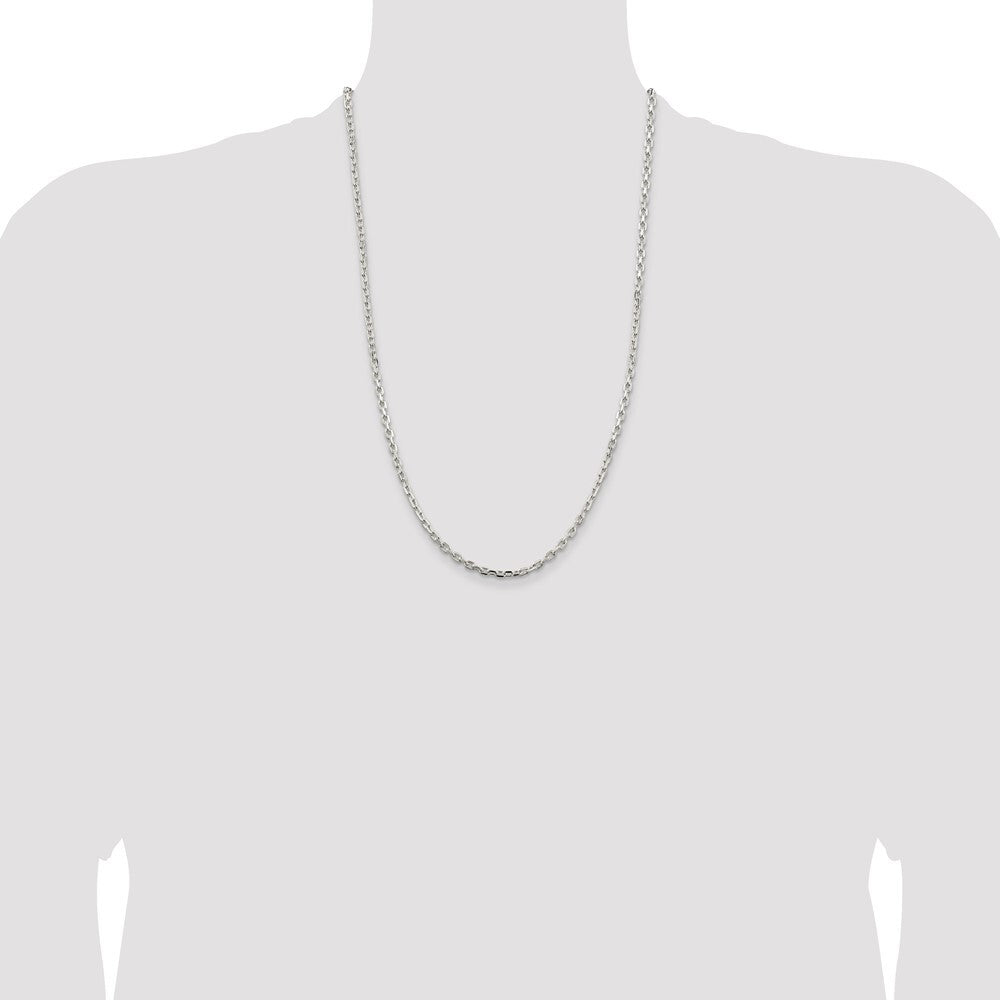 Sterling Silver 3.25mm Beveled Oval Cable Chain Holiday Gift for Women