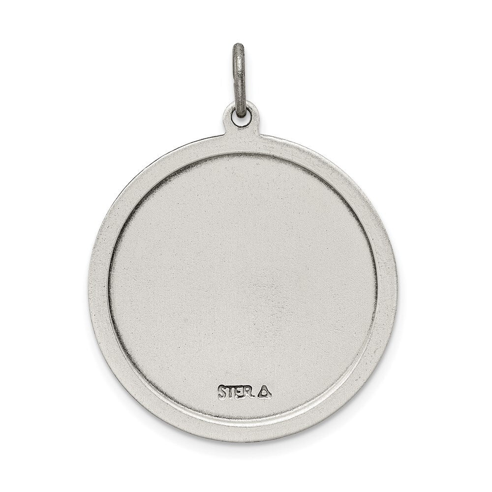 Sterling Silver Antiqued Saint Jude Thaddeus Medal Pendant