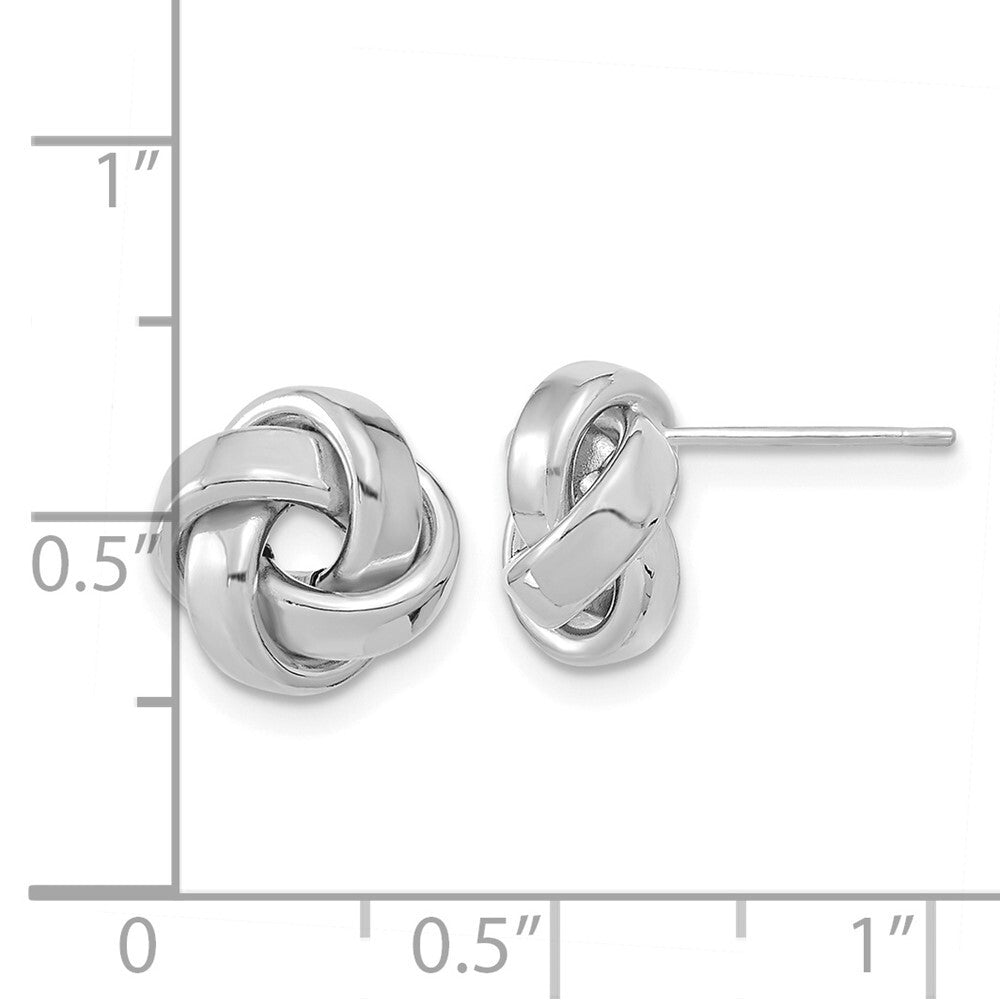 14k White Gold Polished Love Knot Stud Earrings Gift for Women