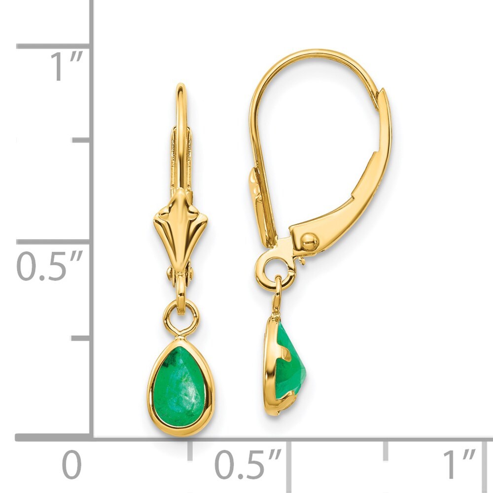 14k Yellow Gold 6x4mm Emerald/May Stud Earrings Gift for Women