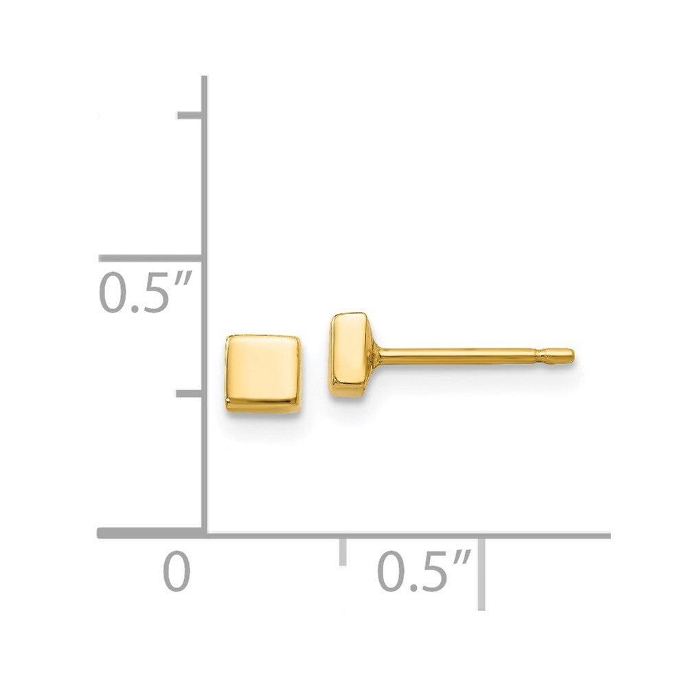14k Yellow Gold Polished Square Earrings Gift for Women