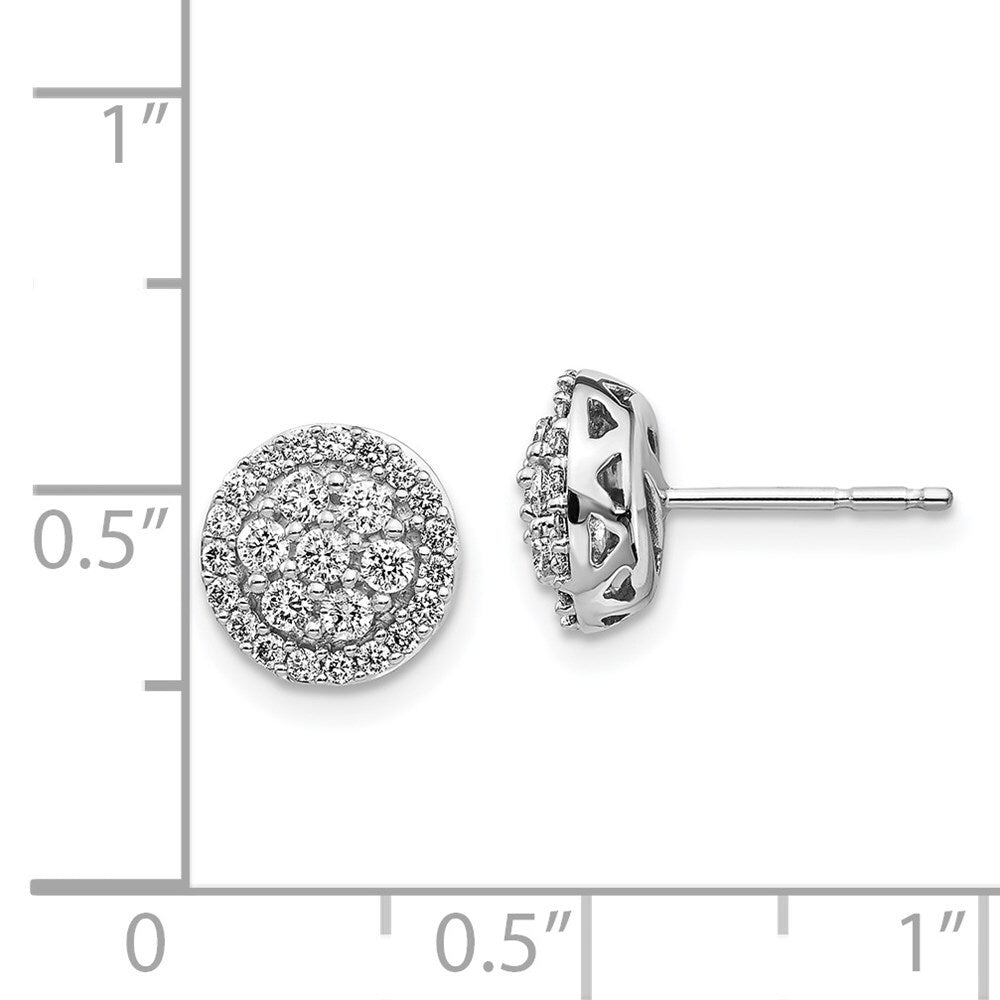 14k White Gold Diamond Cluster Stud Earrings