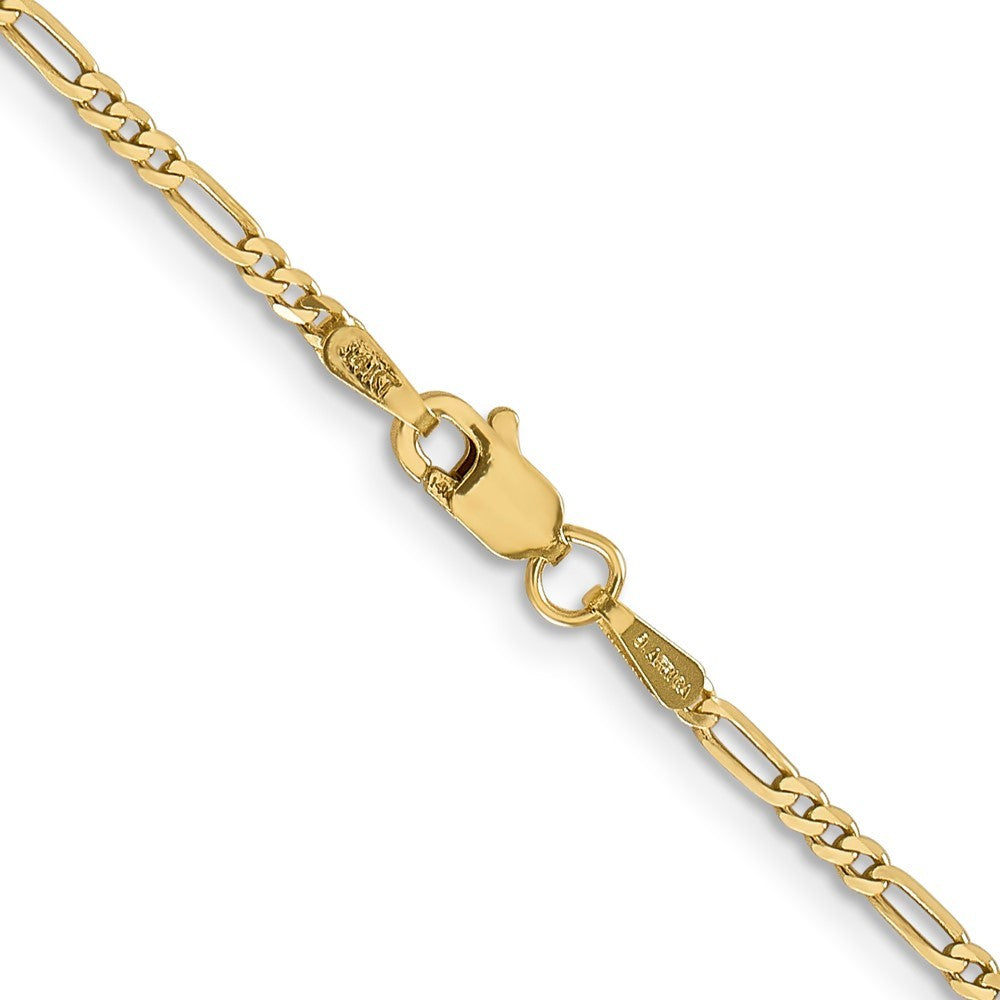 14k Yellow Gold 20 inch 1.8mm Flat Figaro Chain Necklace
