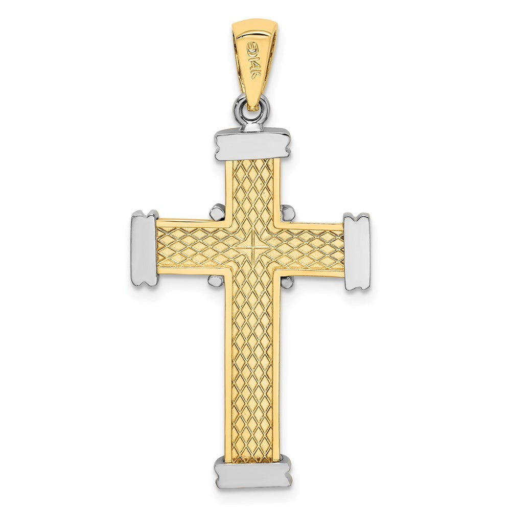 14K Two-Tone Gold Polished Cross Charm