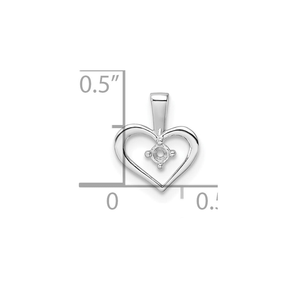 14k White Gold Heart Pendant Mounting for Women