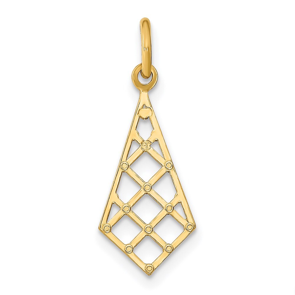 14k Yellow Gold Rhodium Diamond-Cut Small Criss-Cross Charm Pendant for Women