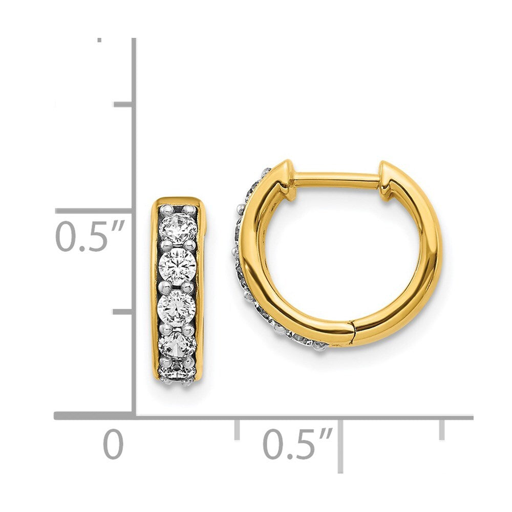 14k Yellow Gold Diamond Hinged Hoop Earrings