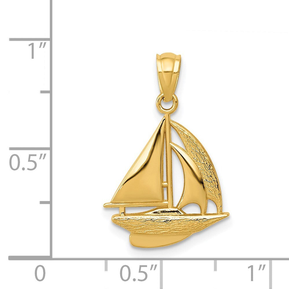14k Yellow Gold Sailboat Pendant for Women