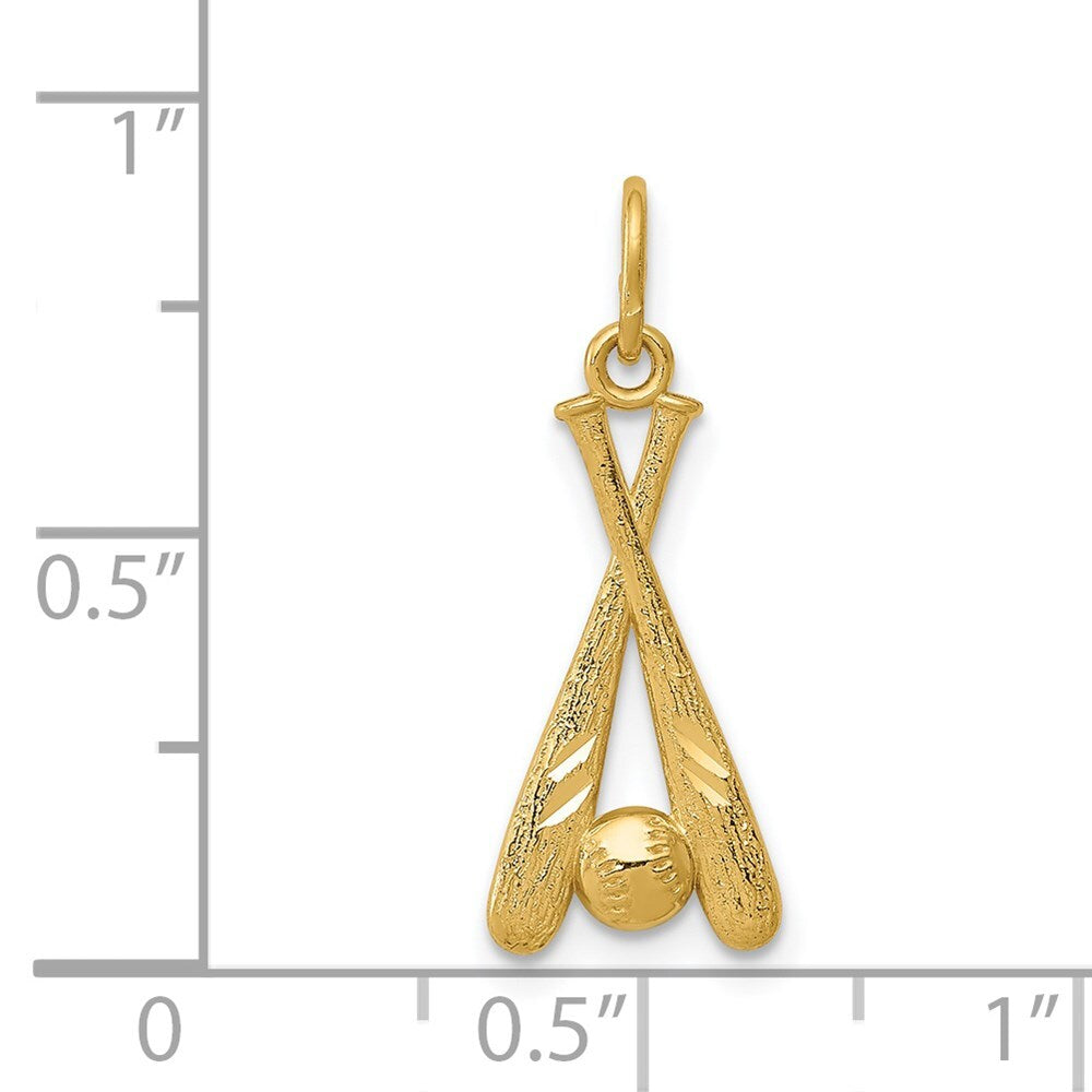 14k Yellow Gold Baseball Bats and Ball Pendant for Women