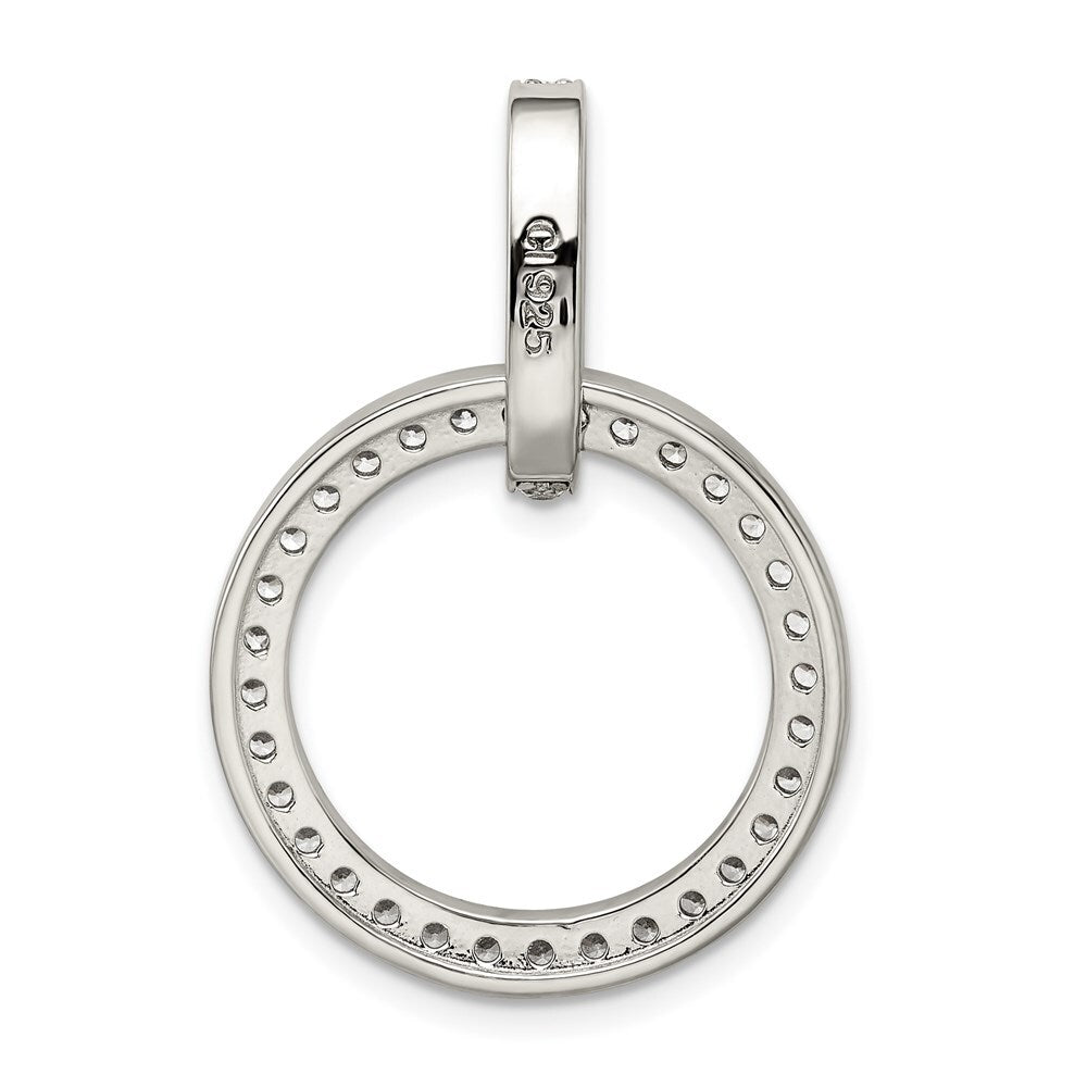 Sterling Silver Rhodium-plated Cubic Zirconia Circle Pendant