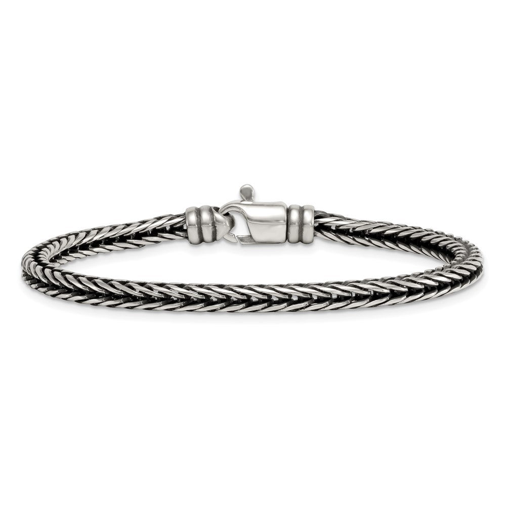 Sterling Silver Antiqued Polished 4.25mm Franco Chain Bracelet 8 inch Bracelet