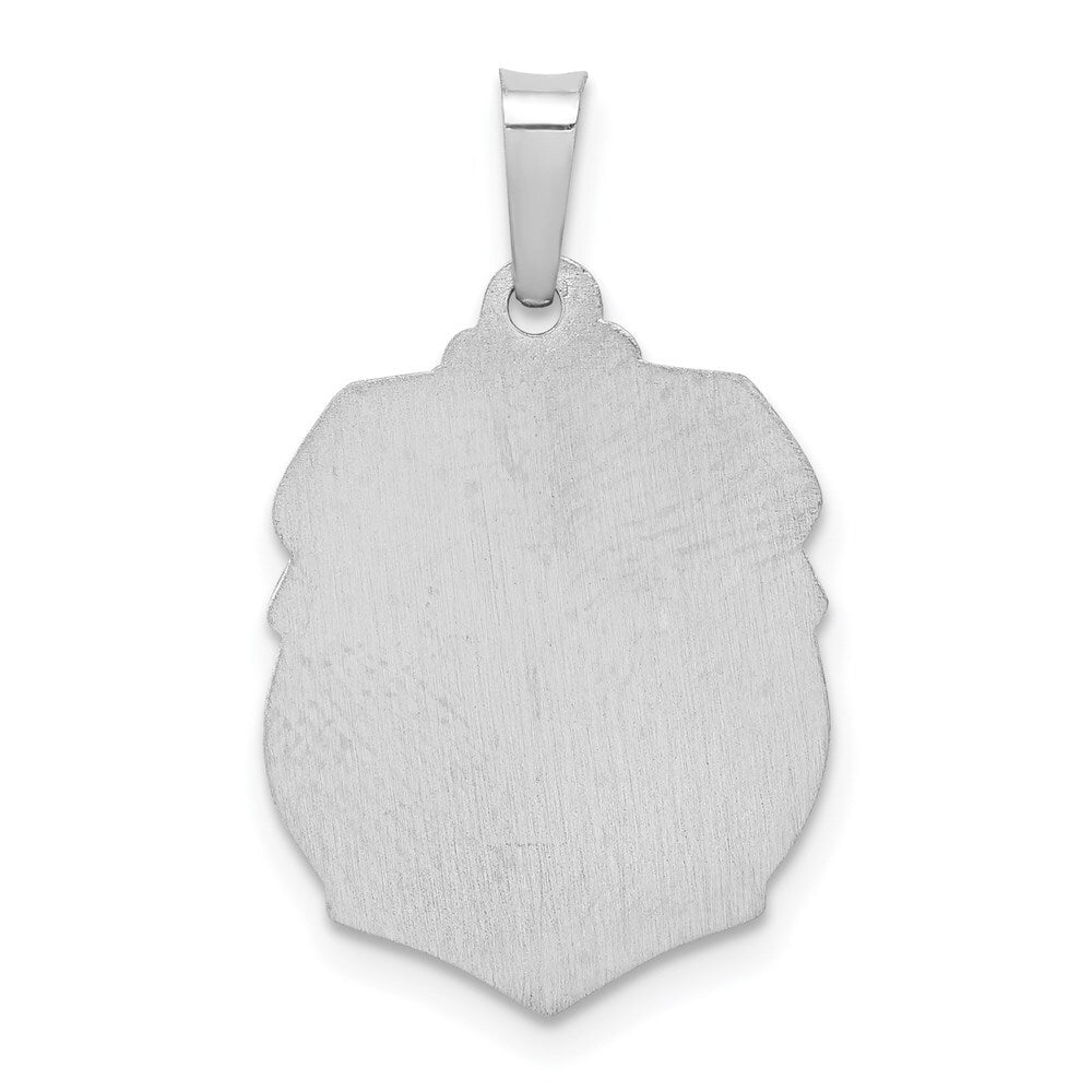 14k White Gold Polished and Satin St Michael Medal Hollow Pendant for Women